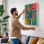 Geometric Bamboo Study Mid-Century - Wrapped Canvas-292462483-292462481