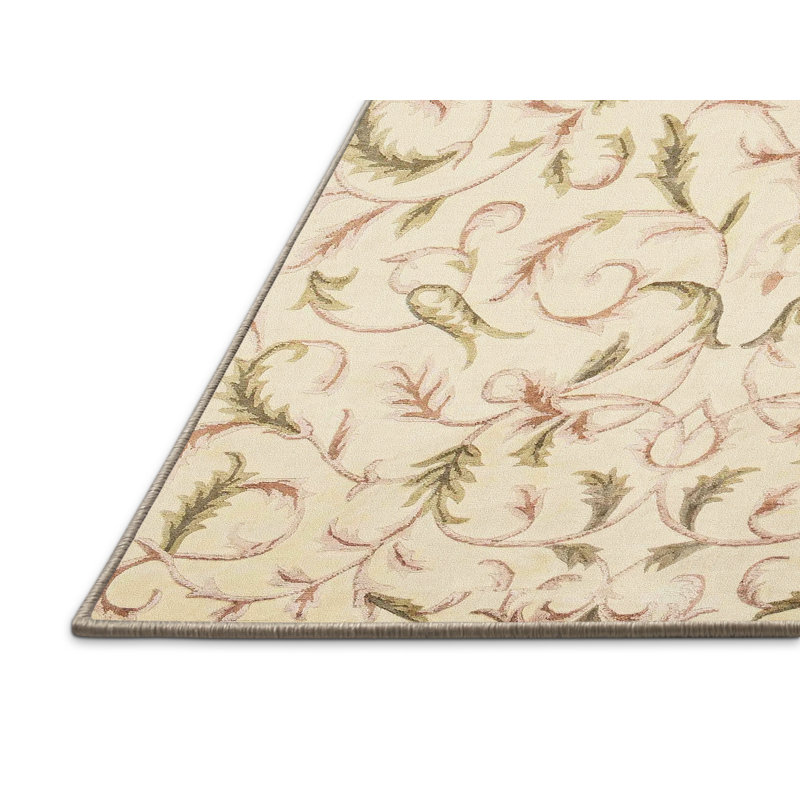 Tapis décoratif floral beige iyana, Rectangle 5 pi x 7 pi