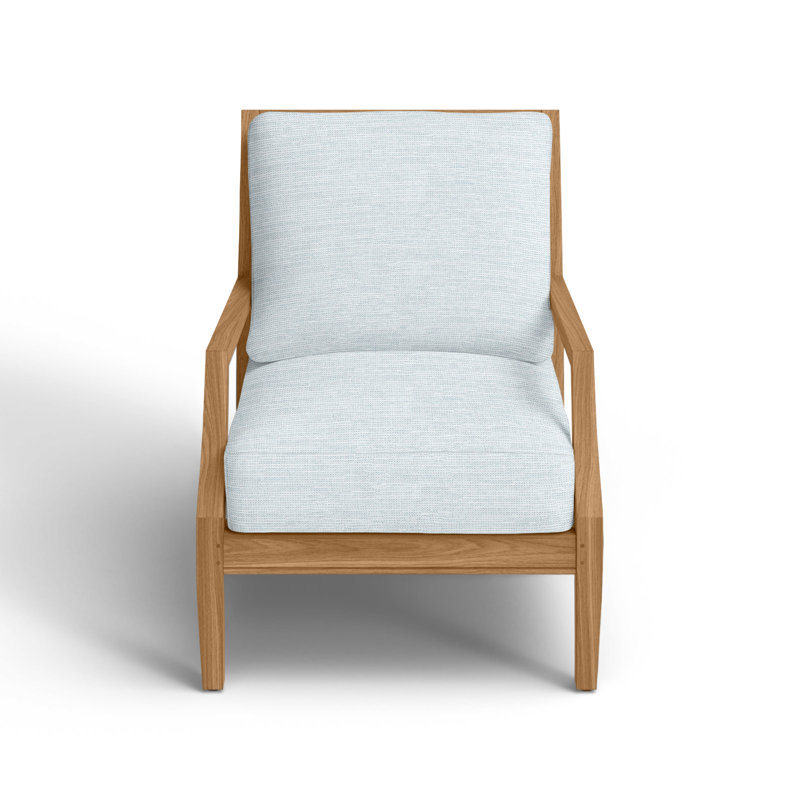 Haley Teak Lounge Chair - Natural Teak, Natural Teak, No welt + Standard fill, Paper Sky