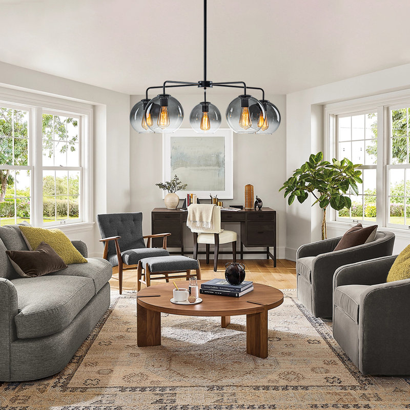 5-Light Hand-Blown Gradient Glass Globe Chandelier