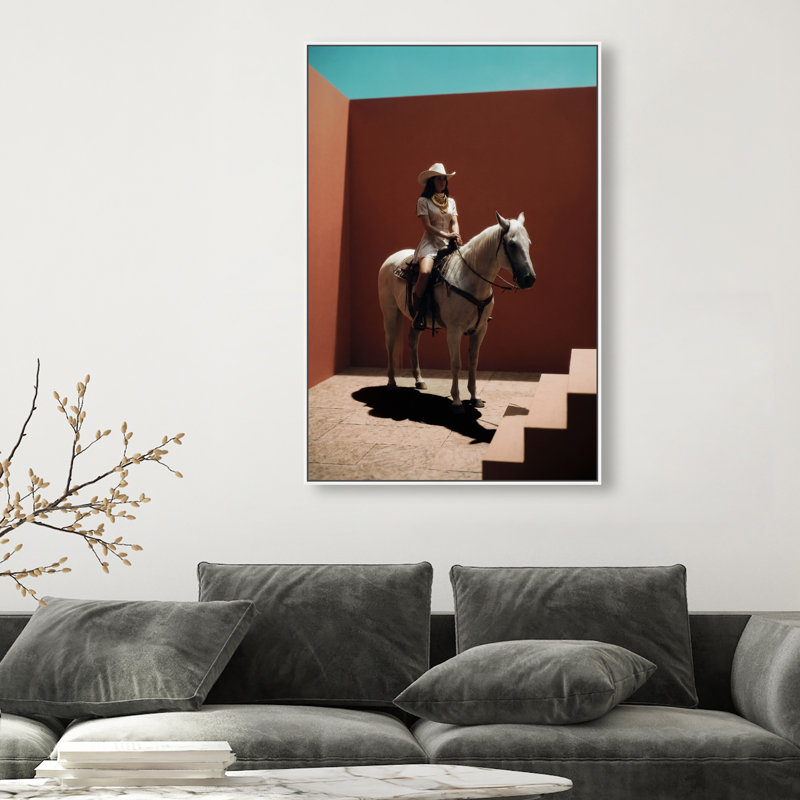 Cowgirl Surreal II Print by Oliver Gal, 31"H x 46"W, White Floater Frame