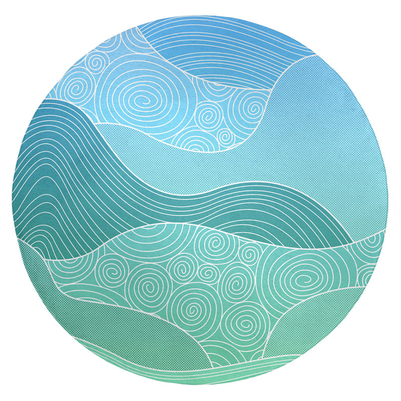 Tapis bleu / vert Ombre, Rond 5 pi