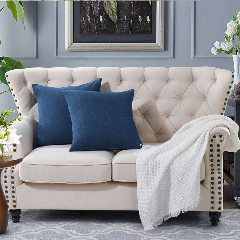 Floral Square Cushion Cover, Blue