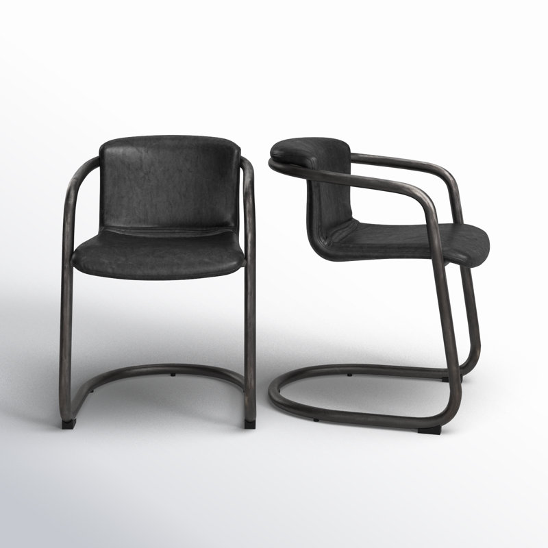 Freeman Bar Stool, Black Genuine Leather