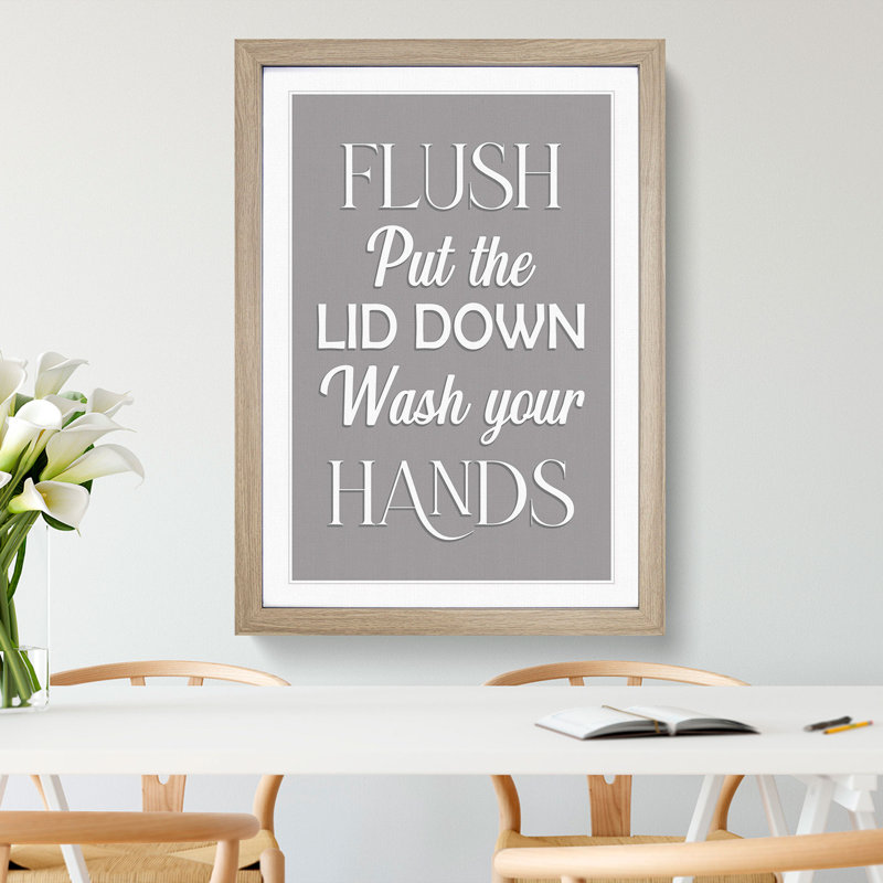 Put The Lid Down - Single Picture Frame Print on Wood, Oak Framed, 90cm H x 65cm W x 2cm D