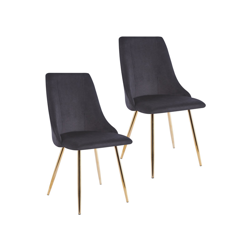 Chaise rembourrée en velours avec pieds décoratifs dorés, Noir