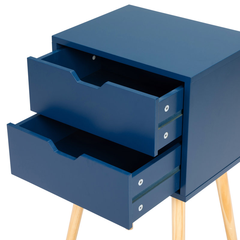 Coldiron Drawer Mid-Century Nightstand, Blue,  Individual