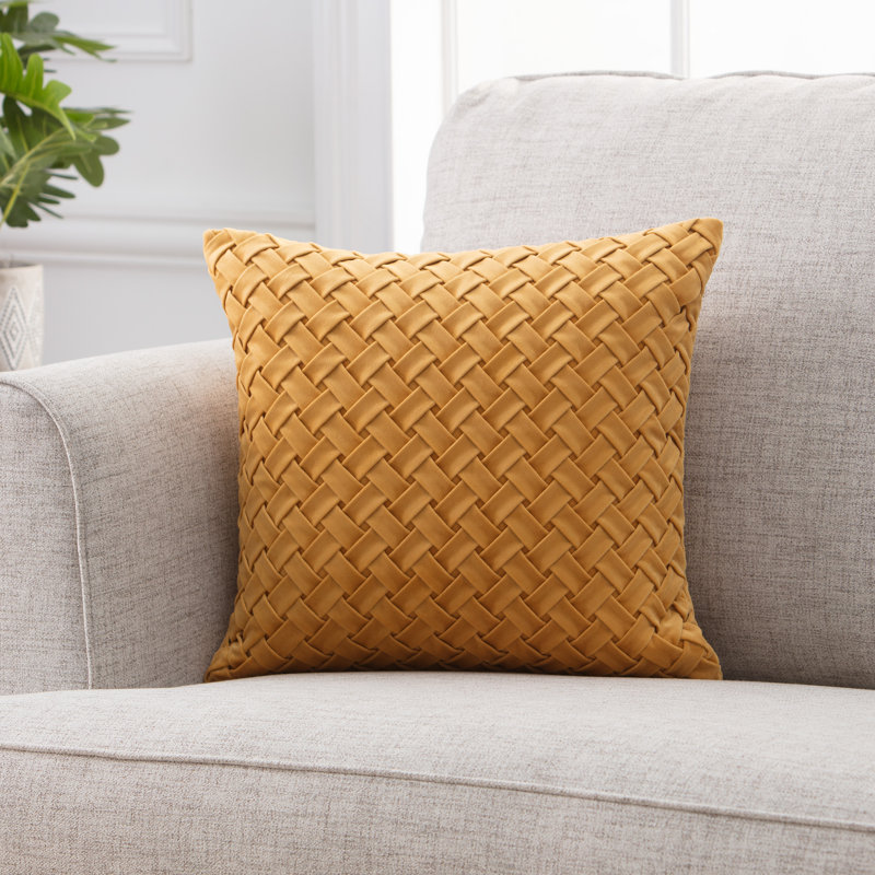 Golden Lattice Textured Velvet Euro Throw Pillow Cover Set
