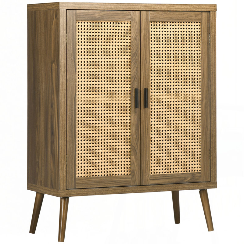 Buffet avec portes en rotin HOMcom, brun