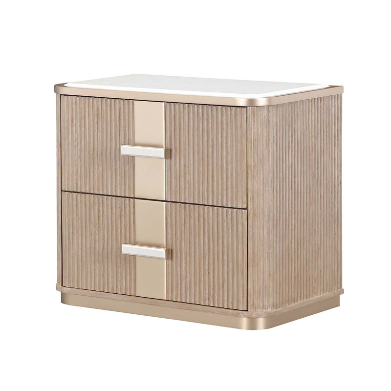 West Kensington 2-Drawer Nightstand - Medium Espresso, Tan