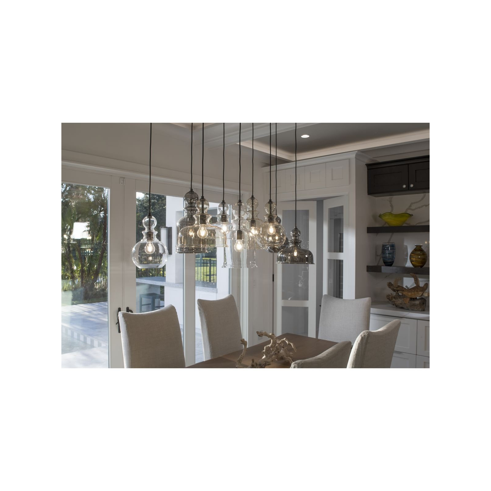 Tilman Single Light Glass Dimmable Pendant, Antique Bronze, Champagne