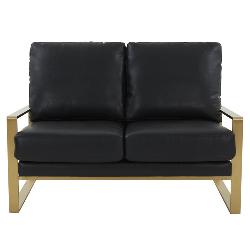 Causeuse moderne en simili cuir Gratiano, Similicuir noir