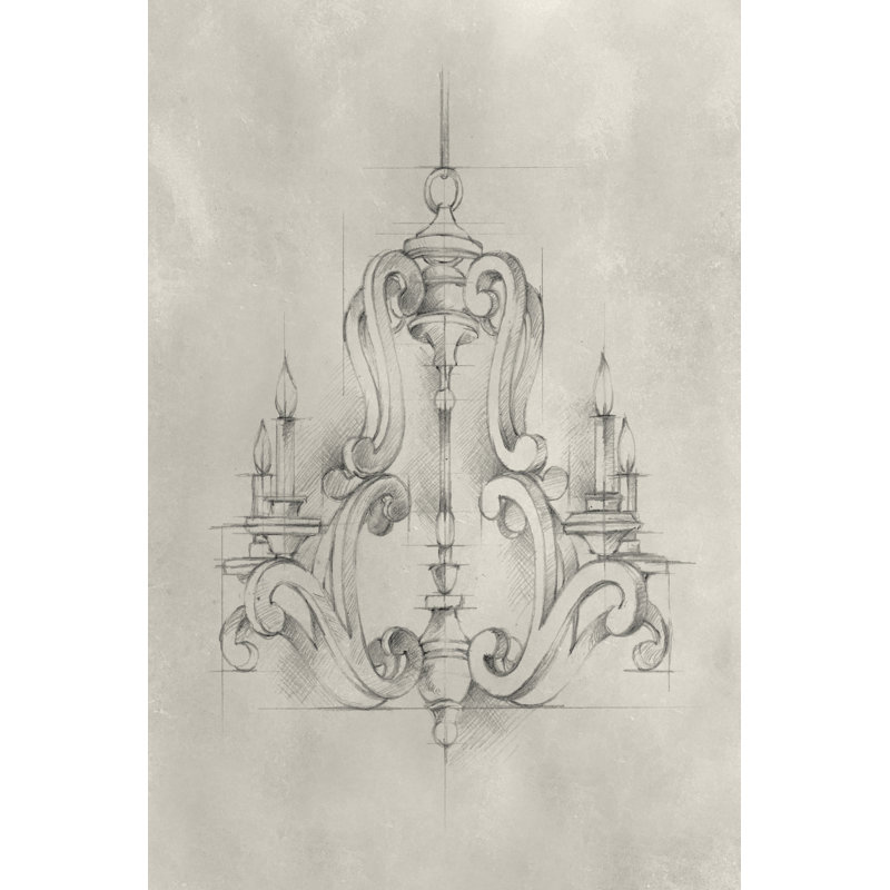 Chandelier Schematic II by Ethan Harper - Wrapped Canvas Art Prints, 46cm H x 30cm W