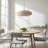 5- Light 24"W Dimmable Natural Linen Burlap Shaded and Nickel Metal Drum Chandelier for Dining Room or Kitchen