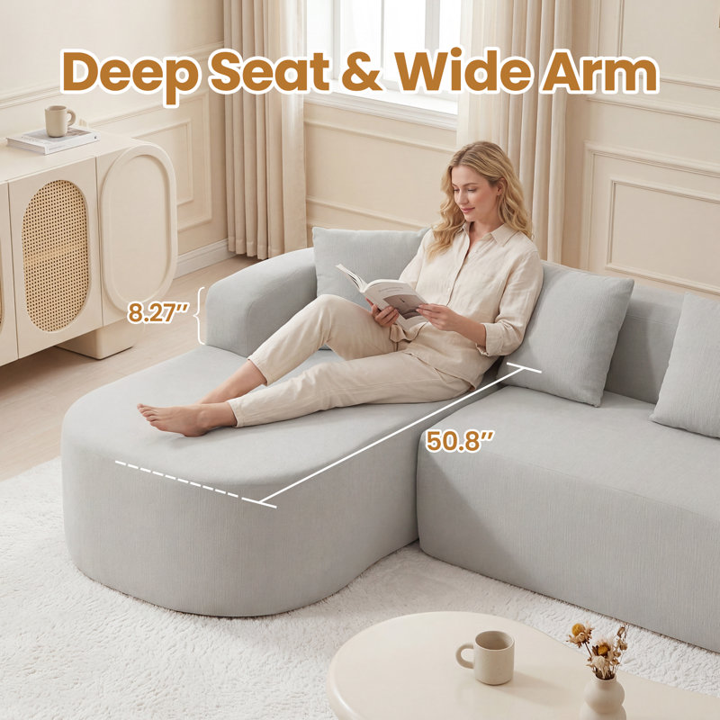Boneless Modular L-Shaped Sectional Cloud Sofa for Living Room – Modern Minimalist Couch with Customizable Configuration Options