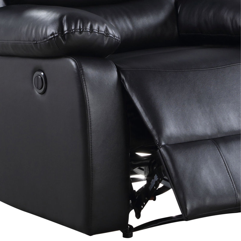 Fauteuil inclinable électrique en cuir synthétique noir, Électrique - Bouton-poussoir, Noir