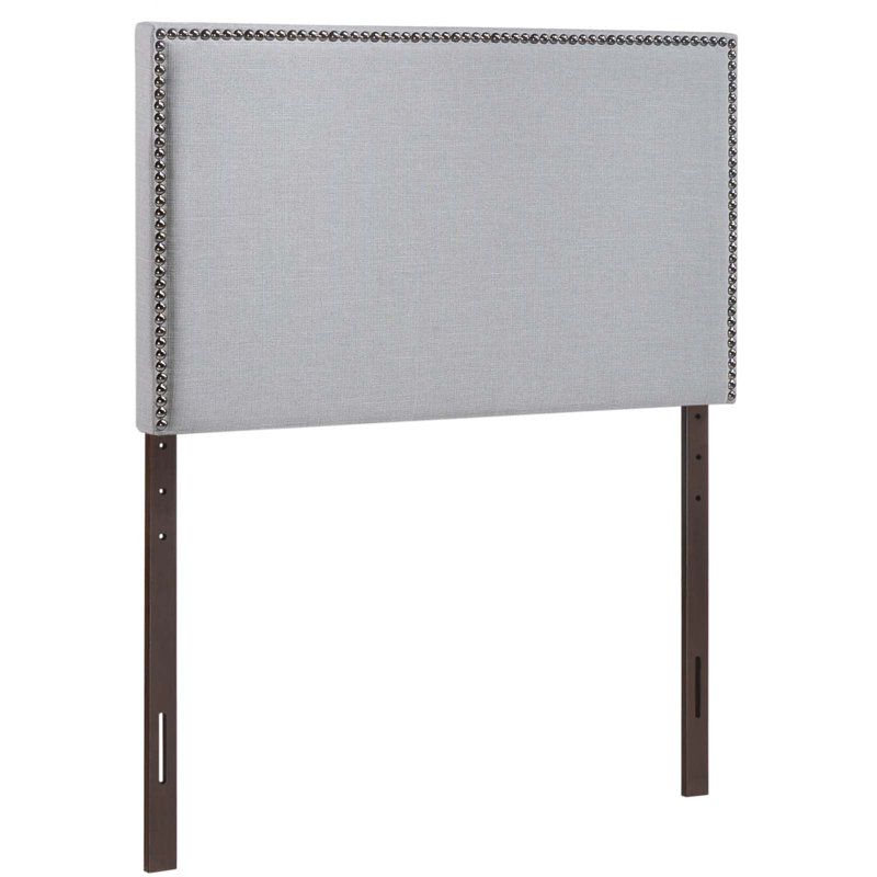 Tête de lit tapissier cloutée, Gris, Simple