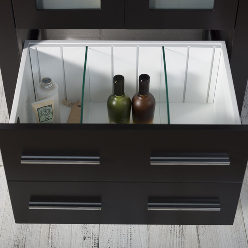 Mance 24.25'' Single Bathroom Vanity with Ceramic Top, Espresso