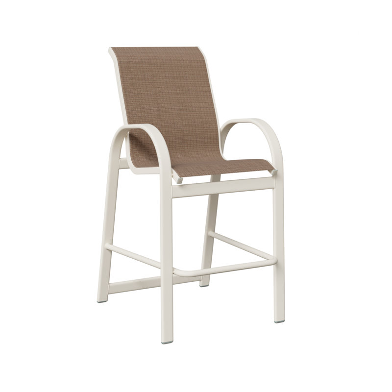 Chaise berçante en aluminium blanc mat avec tissu en tweed taupe Berlin Gardens Murphy, Tweed taupe, Blanc mat