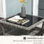 Table basse grise avec rangement extérieur, plateau en verre trempé, table d'appoint carrée avec rangement en aluminium, PE