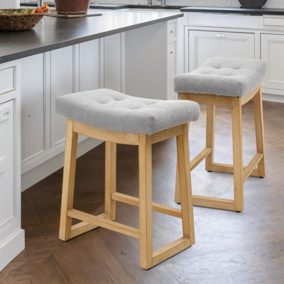 24'' Saddle Seat Counter Height Barstool with Solid Wood Frame