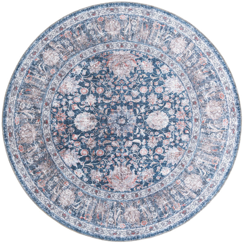 Tapis Samarth Thorine, Bleu, Rond 7 pi 10 po