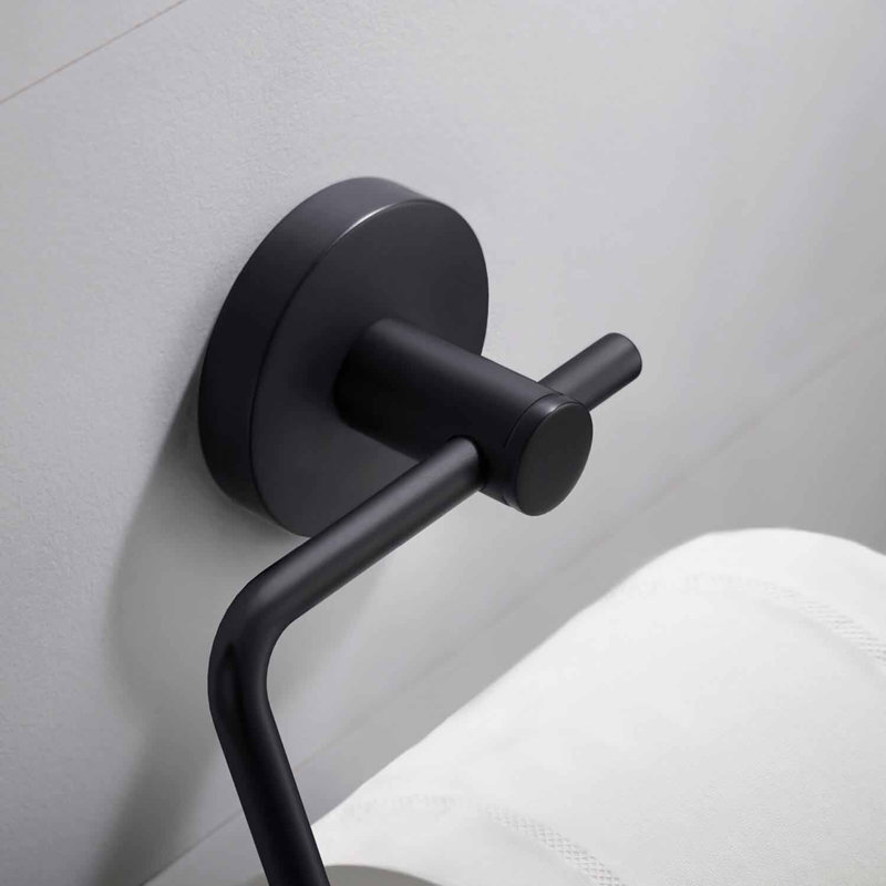 Circular Wall Mounted Toilet Paper Holder, Matte Black