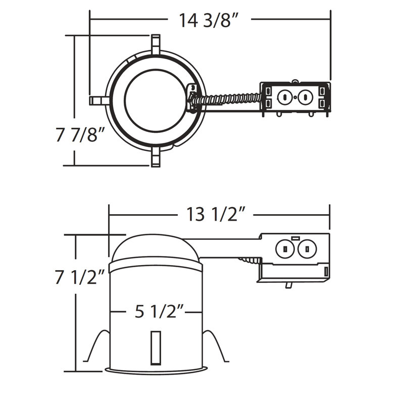 Air-Tight 5'' IC Rated Remodel Recessed Lighting Housing