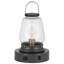 Lampe de table lanterne Jerry, abat-jour en verre bullé, ports USB, bronze foncé