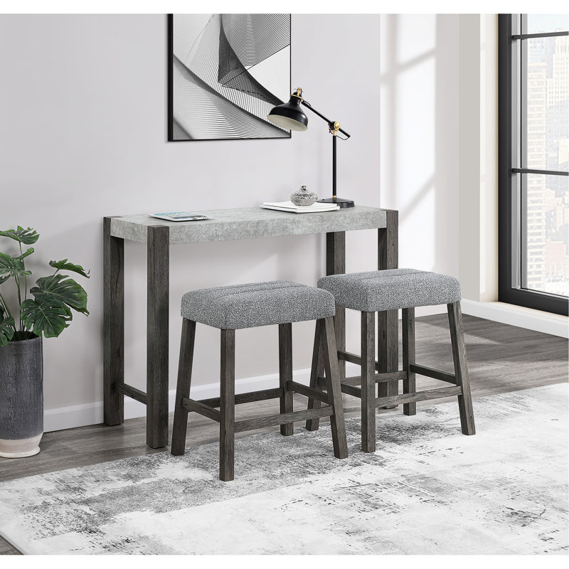Console moderne moderne en bois d'hévéa avec construction, plateau en simili et pieds gris délavés, base à double piédestal, profondeur 48 po, largeur 18 po, hauteur 36 po, poids de 63,8 lb