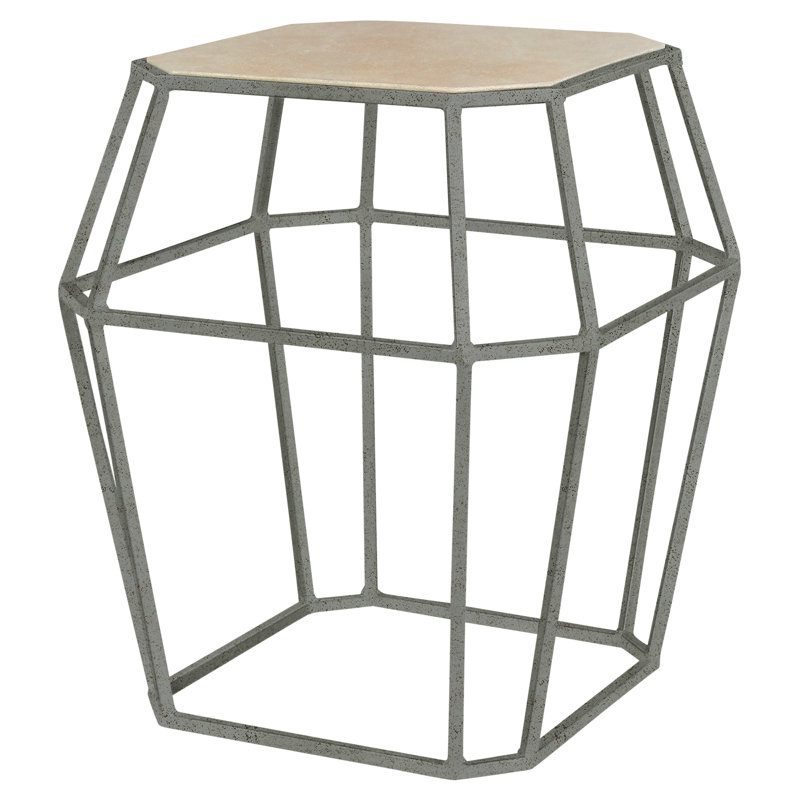 Paris Frame End Table, Light Travertine, Flat Black