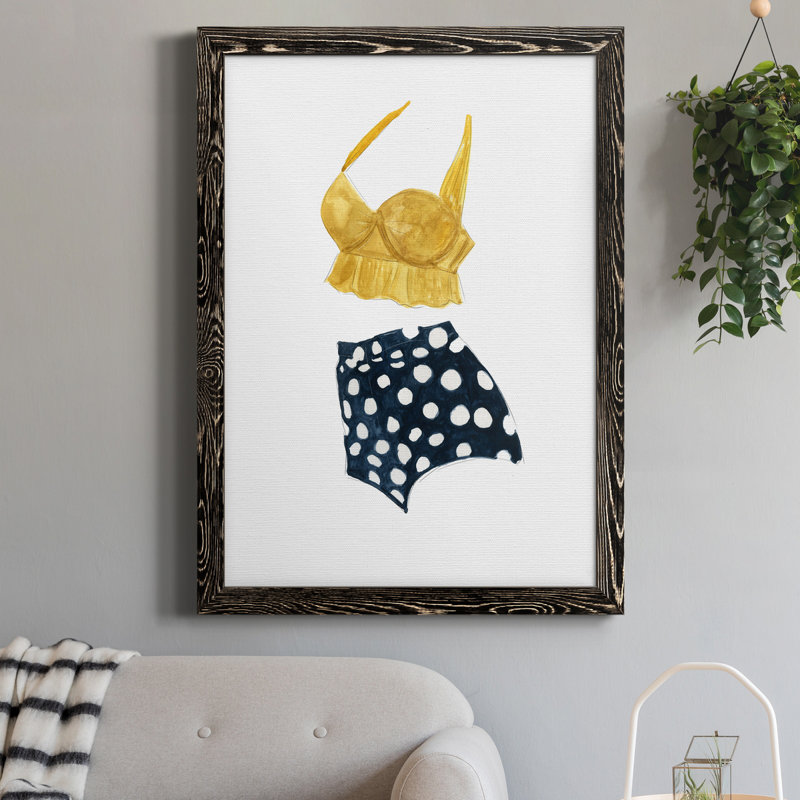 Rétro maillots de bain IV - Peinture sur toile encadrée, H 20 po x l 17 po x P 1,5 po, Noir