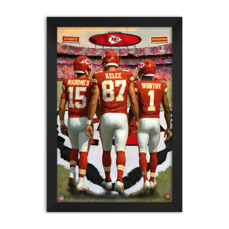 Affiche encadrée 3 joueurs des Chiefs de Kansas City (NFL), format 14" x 20"., NFL Kansas City Chiefs