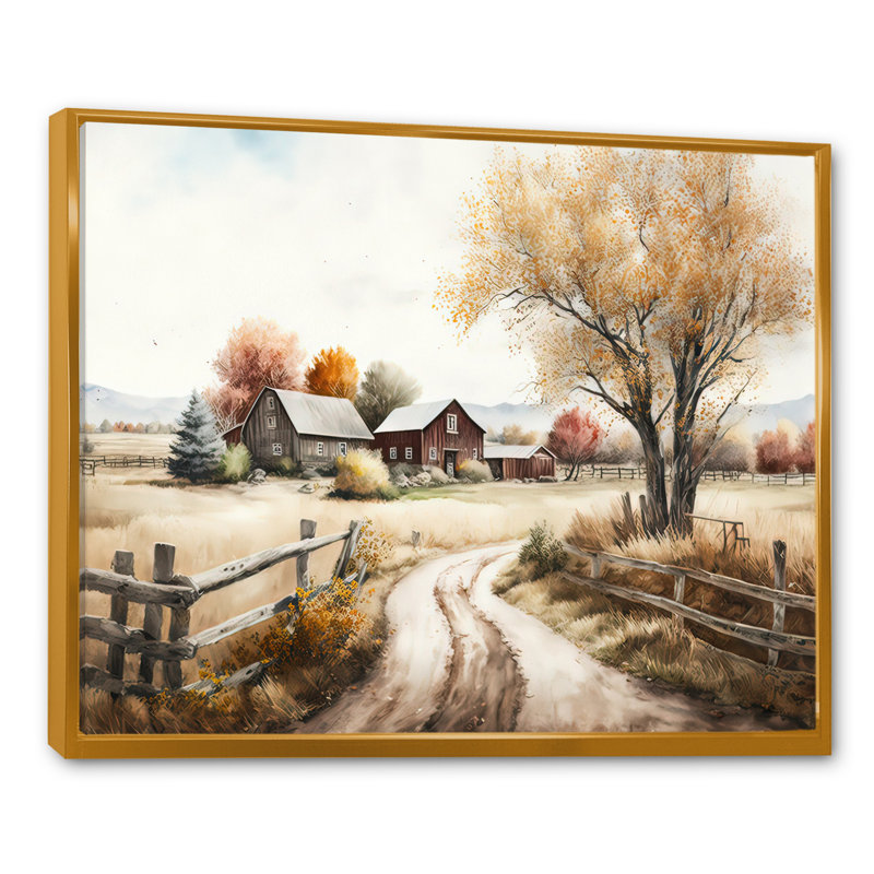 Art mural sur toile de ferme, reproduction de paysage de grange au printemps rustique - Belle grange au printemps VI