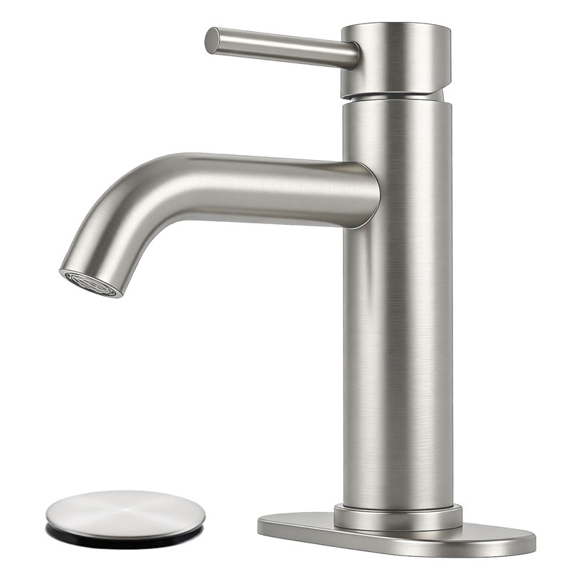 Robinet de salle de bain à poignée simple avec bonde escamotable, robinet de salle de bain économiseur d'eau pour éviers 1 ou 3 trous