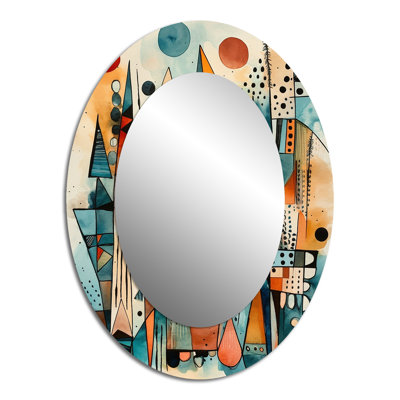 Joyful Geometric I - Landscapes Oval Decorative Mirror On Metal