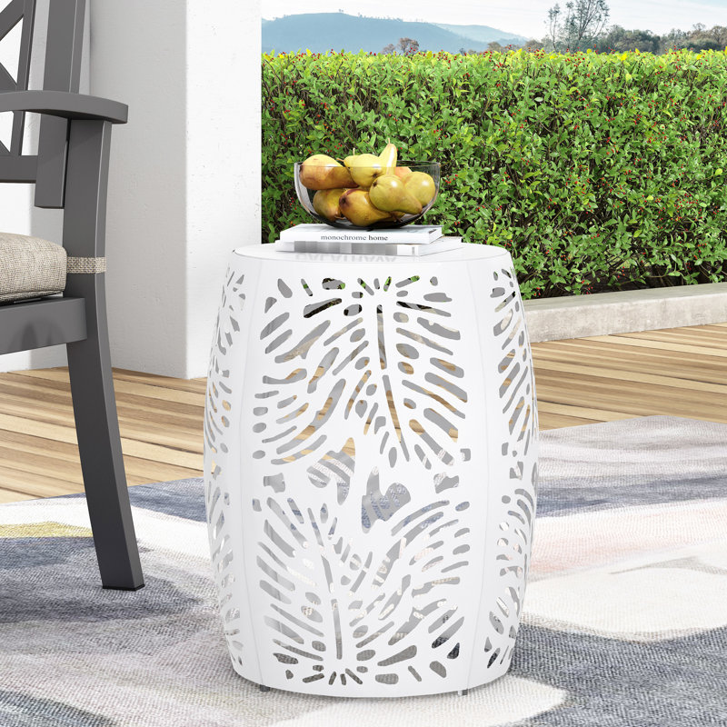 Table d'appoint Modern, Blanc, H 20,46 po x l 16,96 po x P 16,68 po