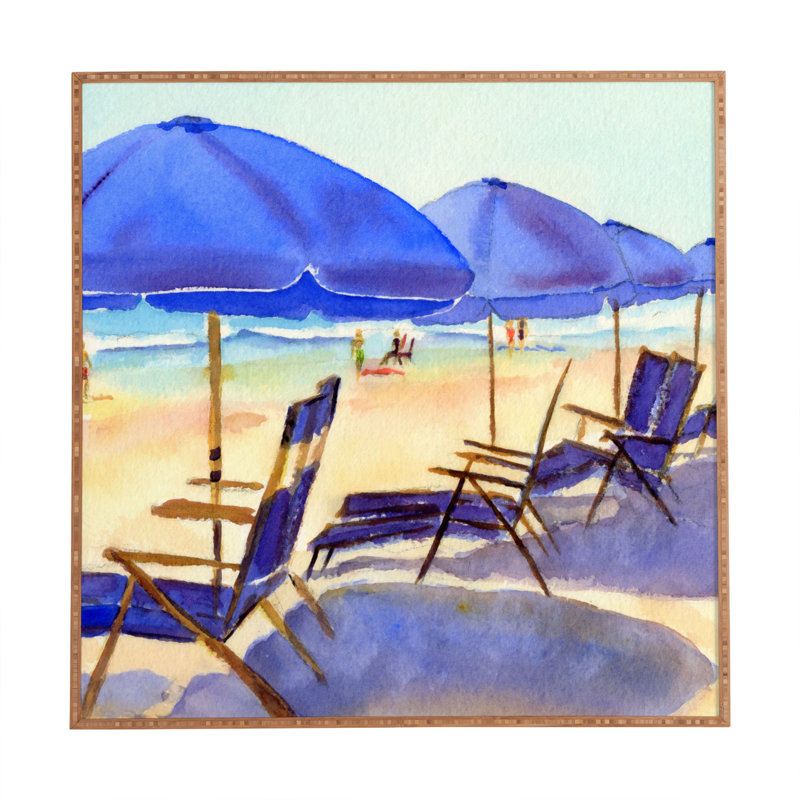 Chaises de plage, reproduction d’art encadrée