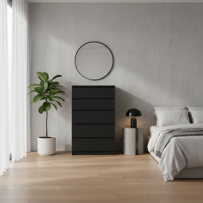 Helen 70cm W 5 - Drawer Chest of Drawers, Black