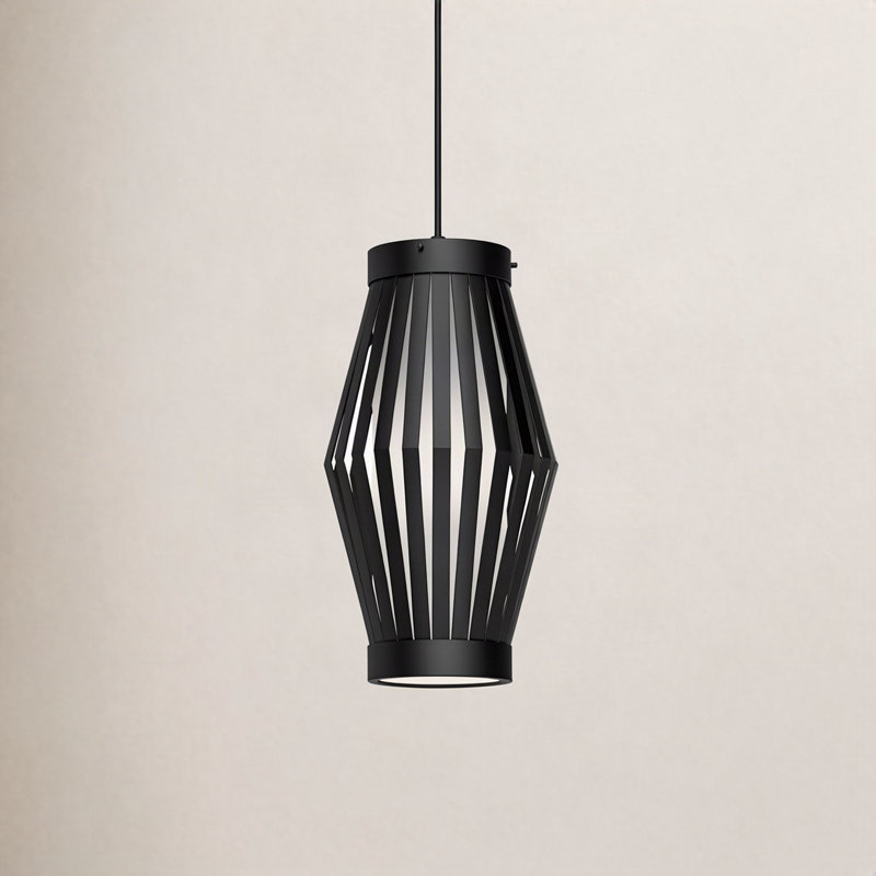 Luminaire suspendu géométrique à 1 lumière Phineas, Noir mat