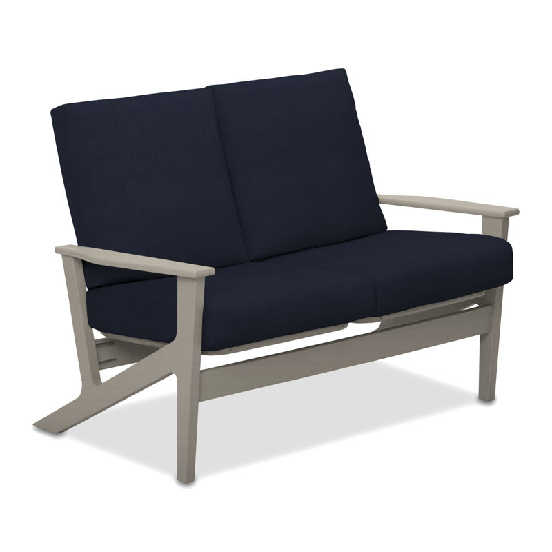 Chrisa 51.5'' Wide Loveseat with Cushions, Spectrum Indigo Sunbrella®, Warm Gray