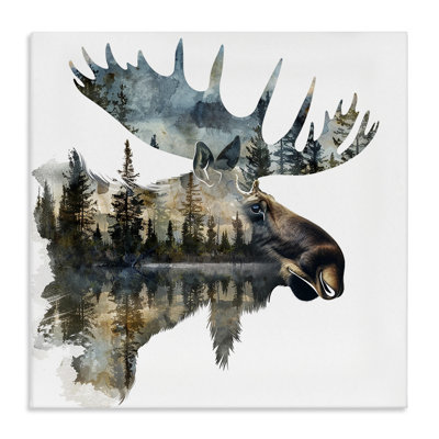  Moose Head Silhouette Canvas Wall Art by LSR Design Studio