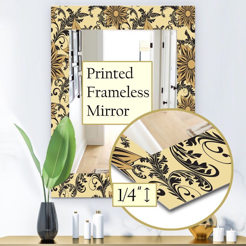 Miroir mural traditionnel floral, H 24 po x l 32 po