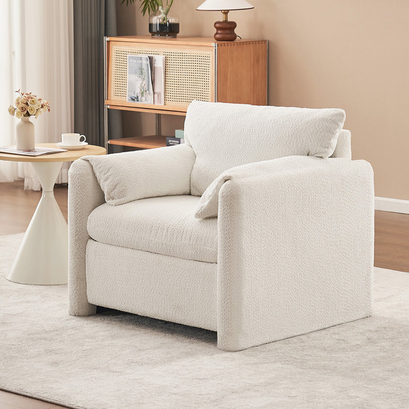 Élégant fauteuil simple avec coussin en chenille doux pour le salon