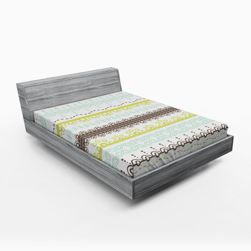 Microfiber Geometric Fitted Sheet, Queen Fitted Sheet