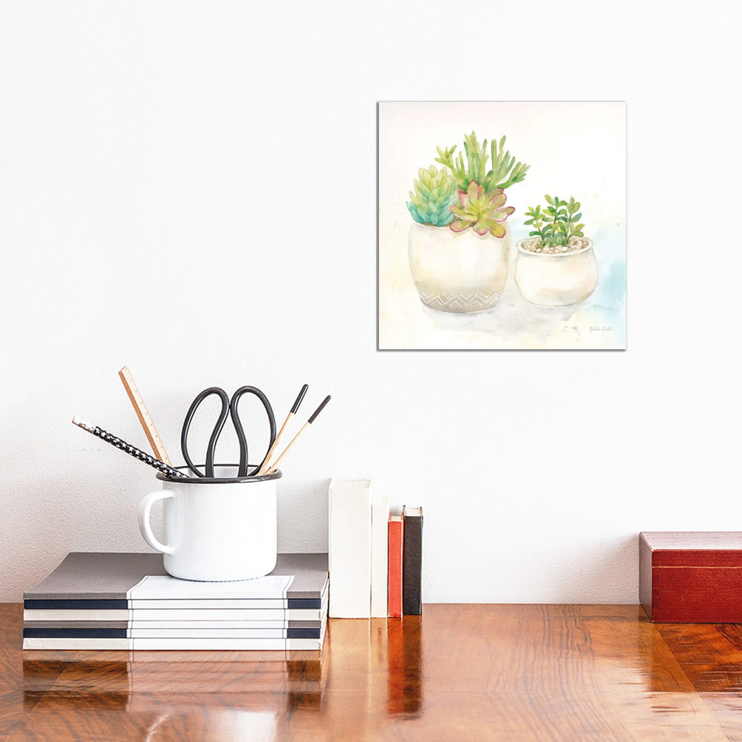 Sweet Succulent Pots I by Cynthia Coulter - Wrapped Canvas Painting