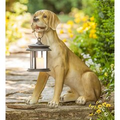 HSHD Solar Dog Statue Lights Outdoor Metal Yard Art - Funny Puppy Statue  for Garden Patio Decor Lawn Ornaments(Sitting Dog)