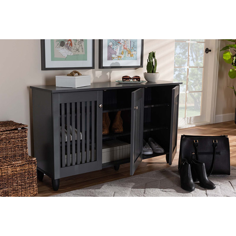 Zuri 12 Pair Shoe Storage Cabinet, Dark Gray