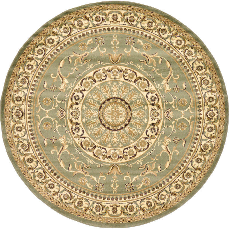 Tapis vert clair Aracelia, Rond 7 pi 10 po x 7 pi 10 po