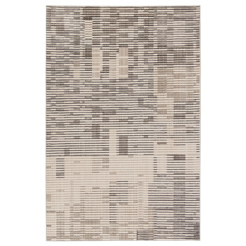Tapis gris / crème / taupe Erwin, Rectangle 9 pi x 12 pi
